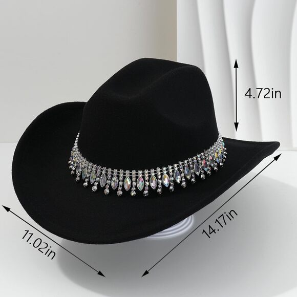 6566 Shiny Rhinestone Women\'s Cowgirl Hat Western Cowboy Retro Panama main image 7